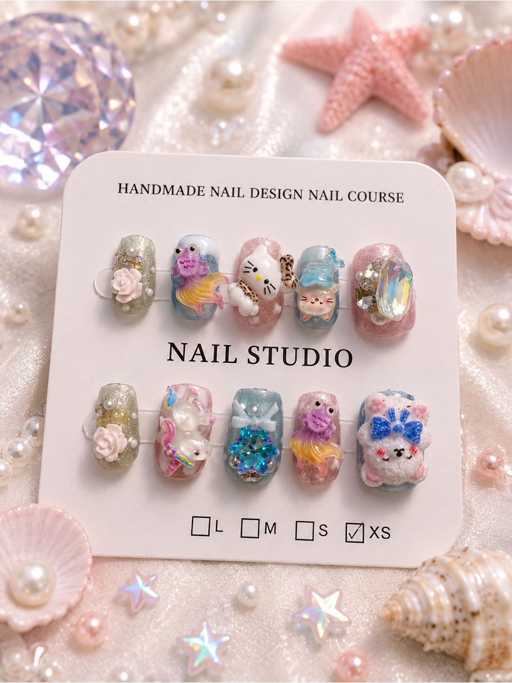 Handmade Kids 3D Nail Art Set - Pastel Multicolor